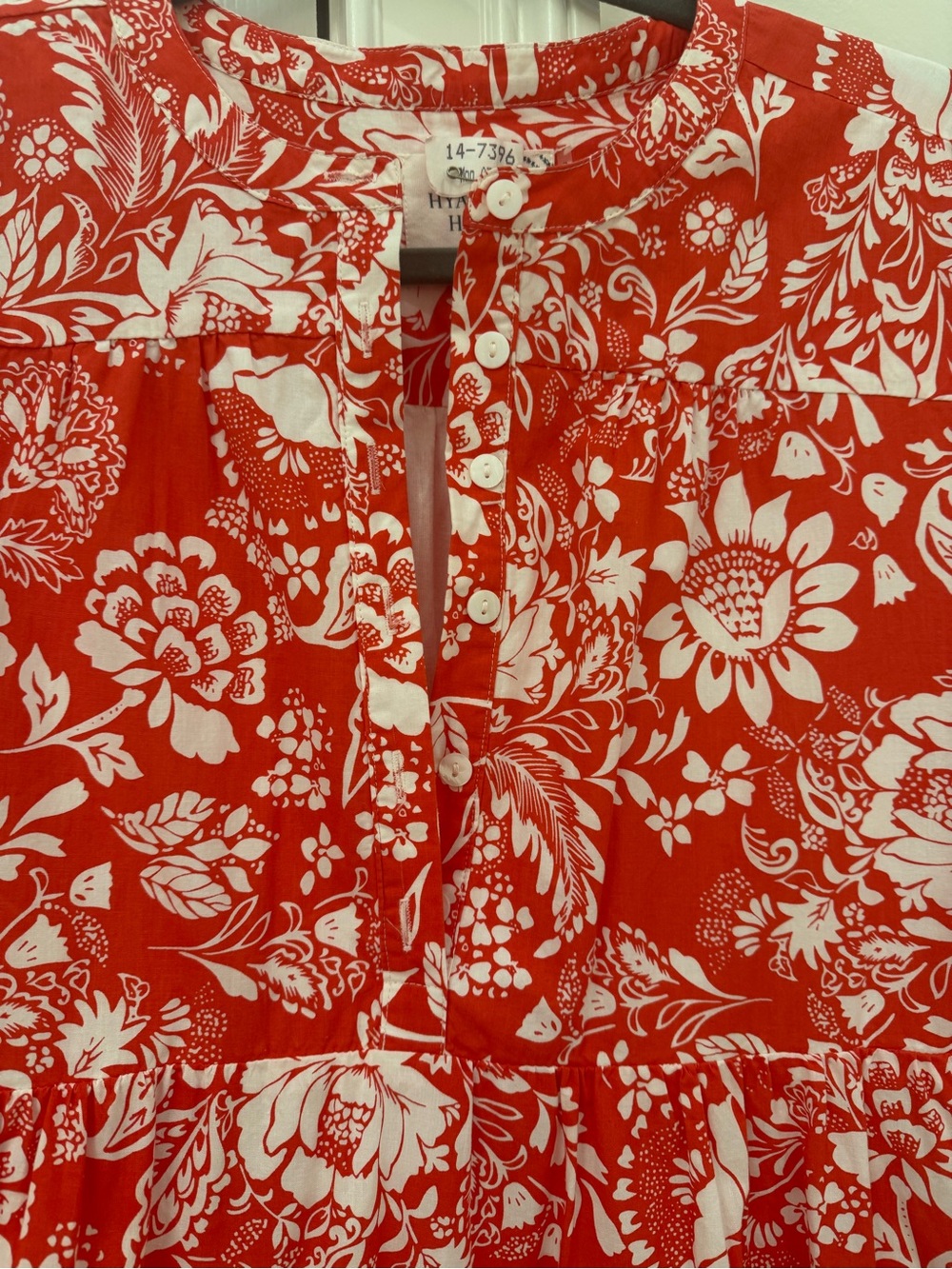 Red Floral Maxi Dress with White Floral Pattern — Women's Tiered Maxi - Picture 4 of 4